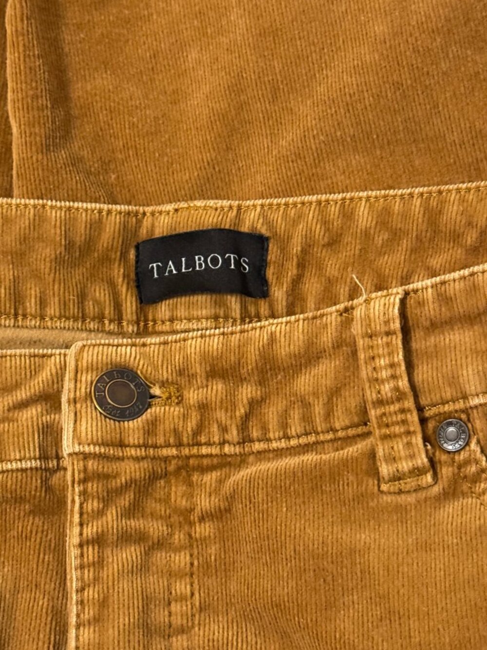 Talbots Pants Womens 10P Corduroy Straight Leg Petite Mustard Brown Classic - Picture 4 of 10